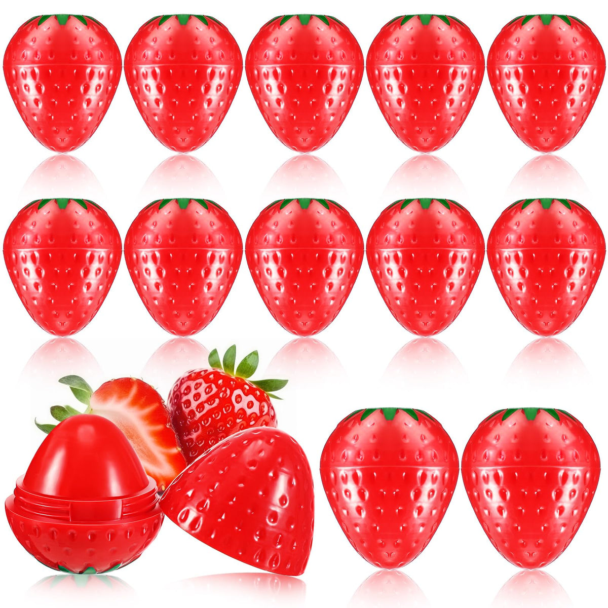 Dimsile 12-piece strawberry lip balm collection for daily hydration and color