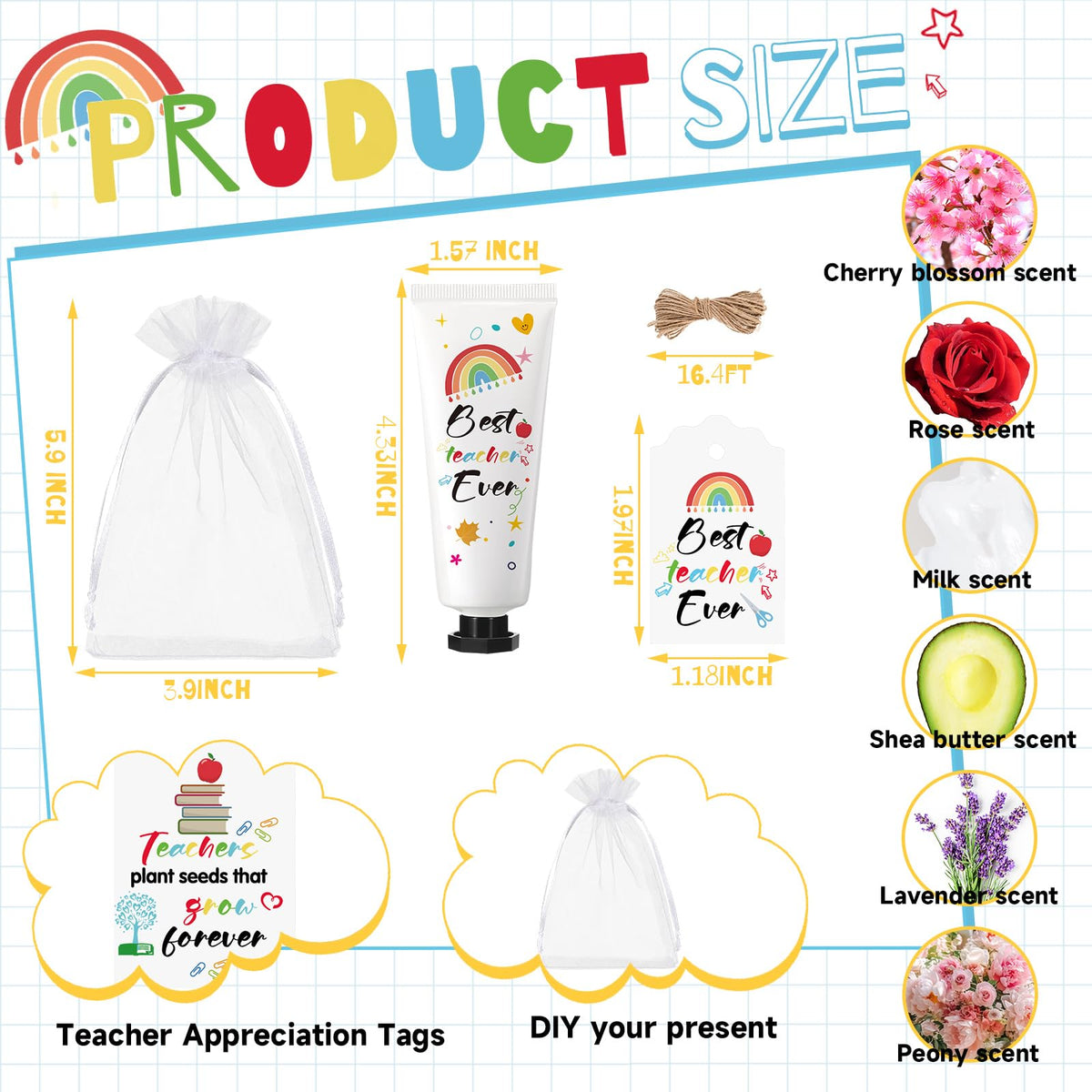 Dimsile organza pouches hold 24 sets in elegant packaging