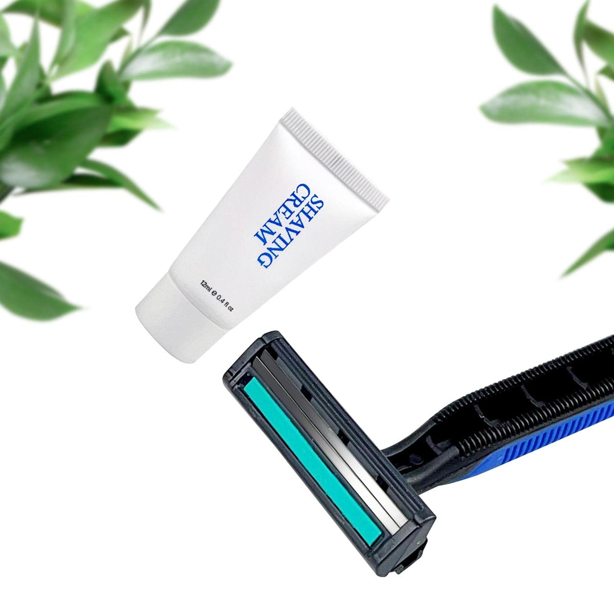 DincherBel razor with clear safety cap protects blades during storage and transit.