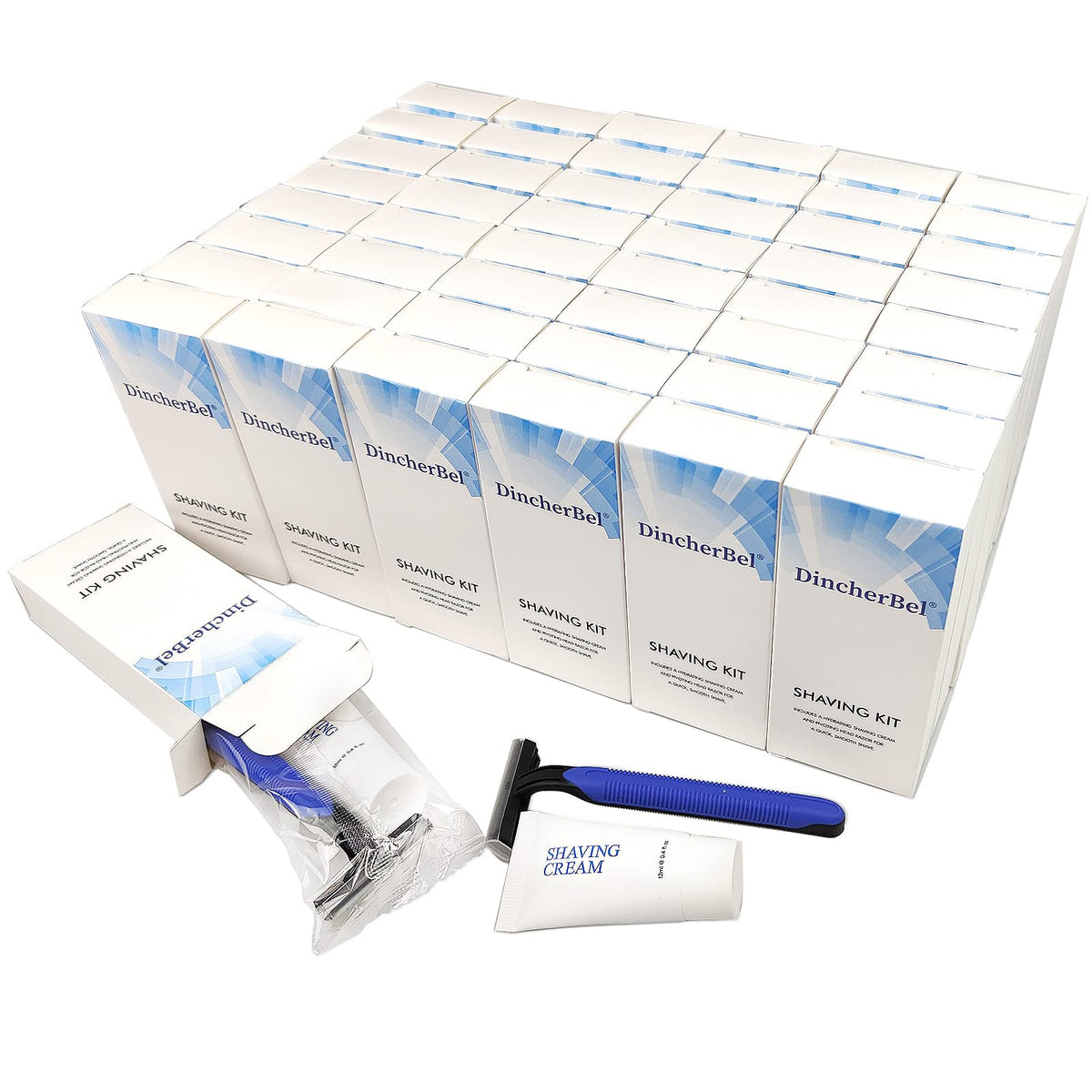 DincherBel disposable twin-blade razors for bulk hotel and travel convenience.