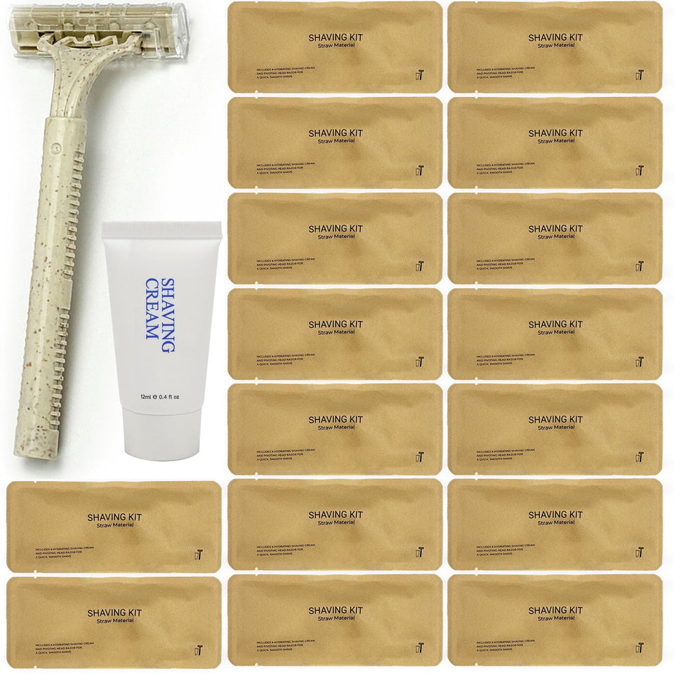 DincherBel disposable wheat straw razor packaging enhances hotel amenities.
