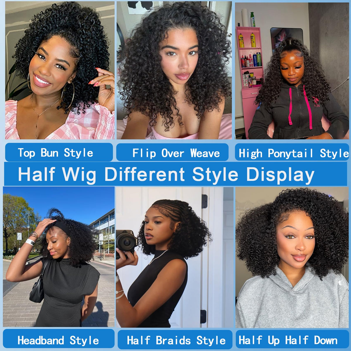 Ding Dian 18-inch half wig designed for daily wear with versatile styling options