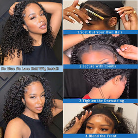 Ding Dian kinky curly half wig natural-looking hairline blending with your own hair