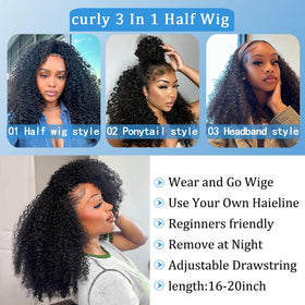 Ding Dian virgin Brazilian hair half wig with 200% density for full volume