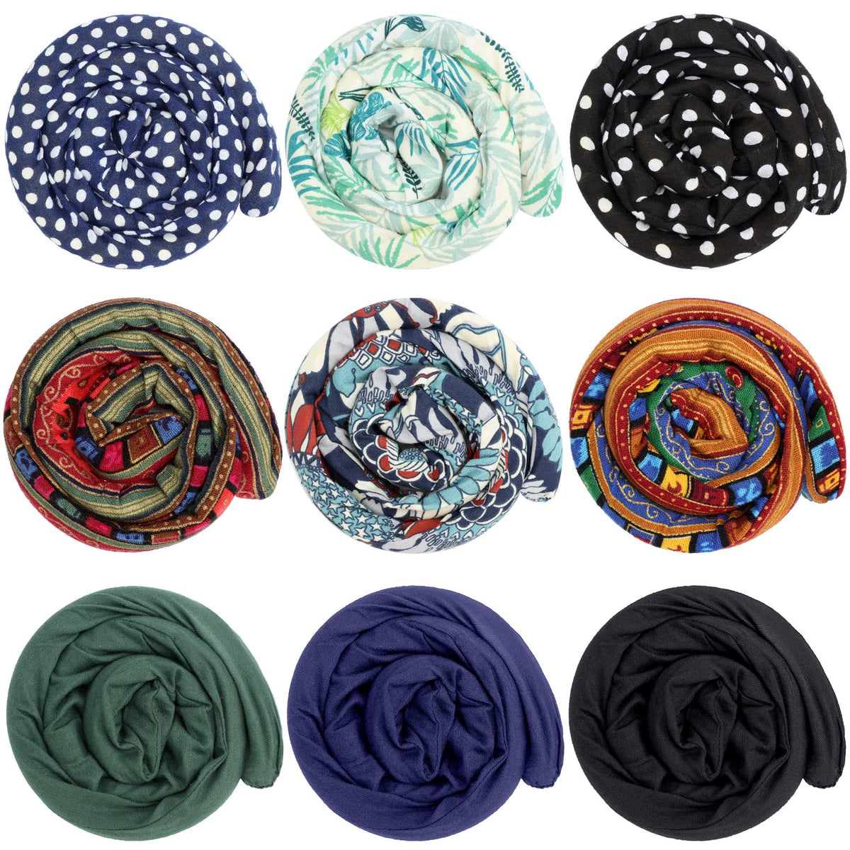 Dingion dreadlock tie with dot pattern secures a thick ponytail.