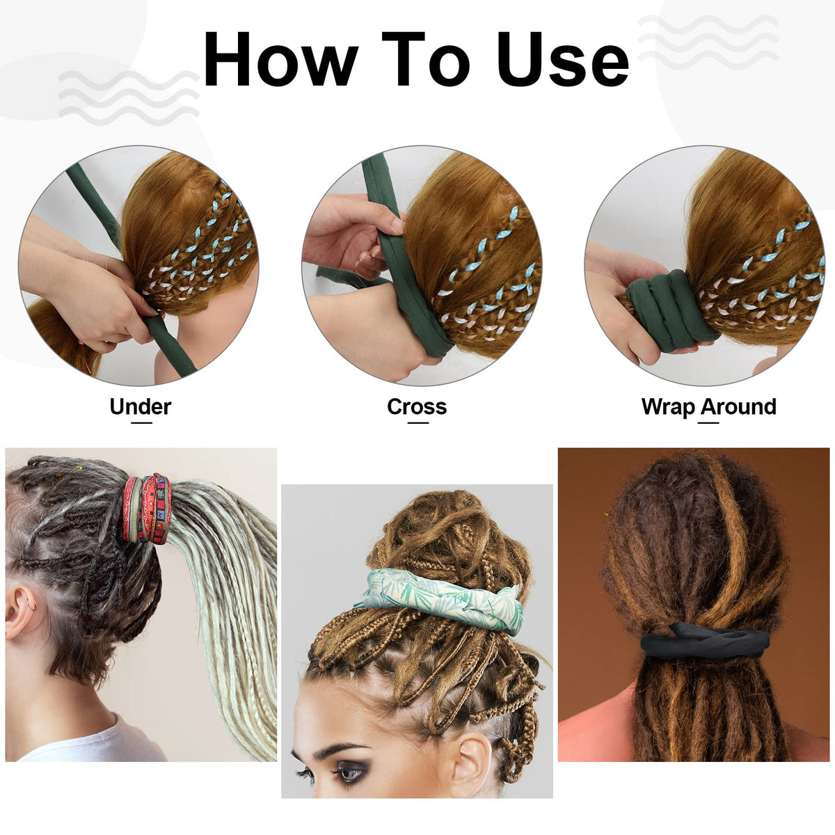 Dingion solid black dreadlock tie provides a simple, secure hold.