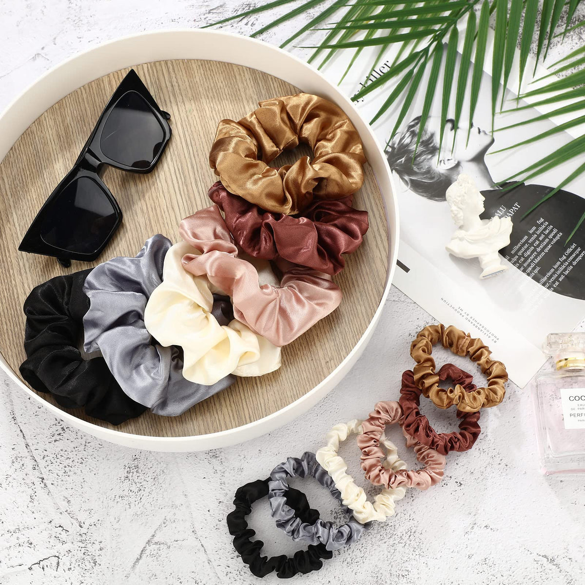 Dingion satin scrunchies color collection offers versatile matches for outfits