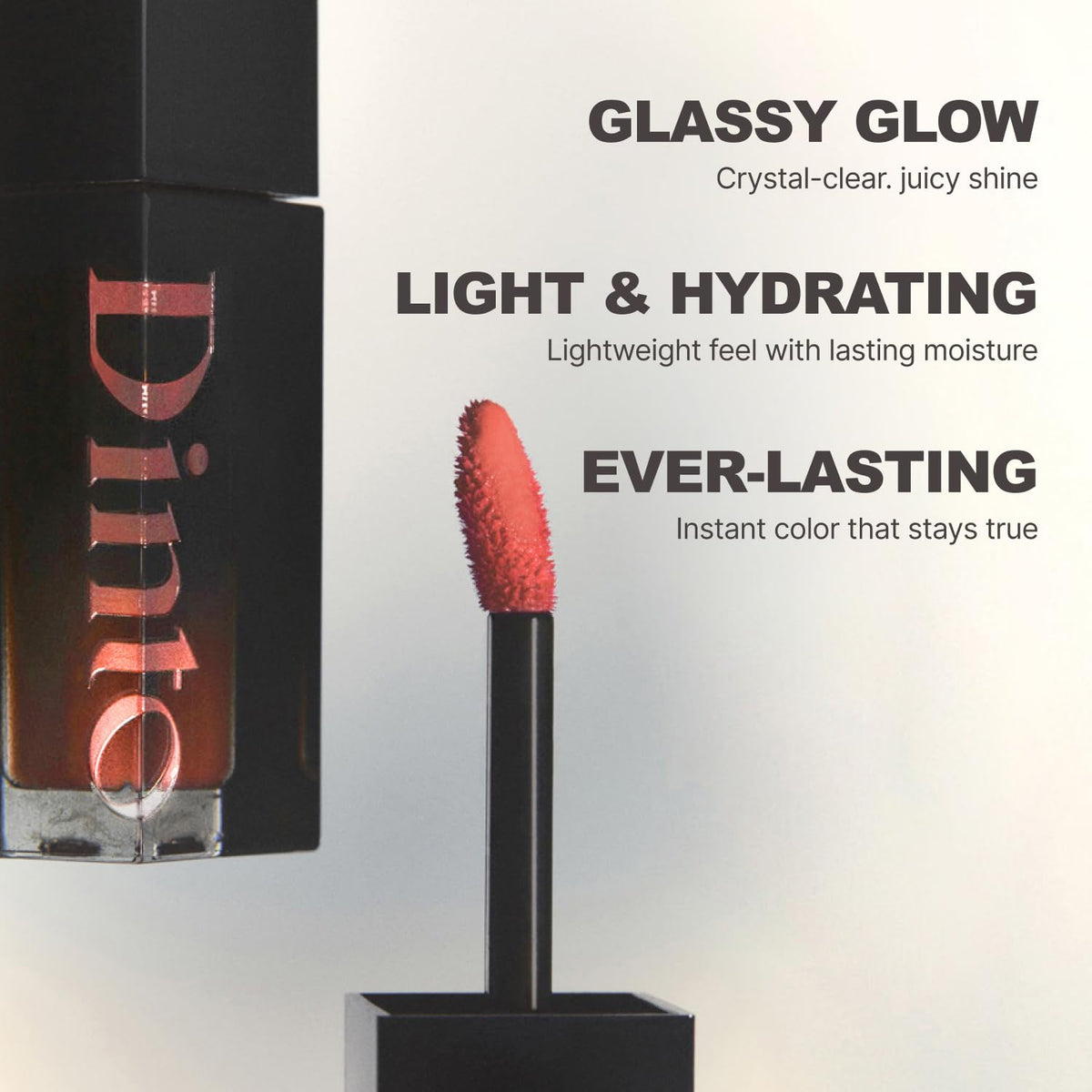 DINTO Blur-Glowy Lip Tint offers lightweight texture for breathable wear.