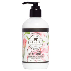Dionis Goat Milk Body Lotion bottle with lightweight, hydrating formula for daily use.