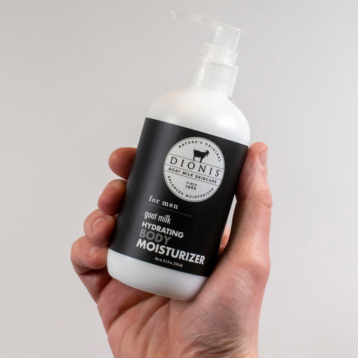 Dionis Goat Milk Body Lotion Men’s Fresh label emphasizes hydration for daily use.