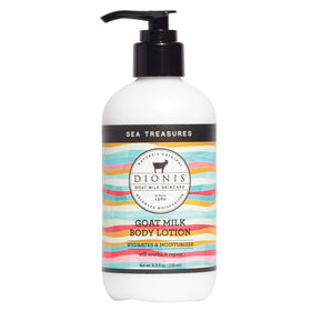 Dionis Goat Milk Body Lotion Sea Treasures bottle glistening for hydrating skin