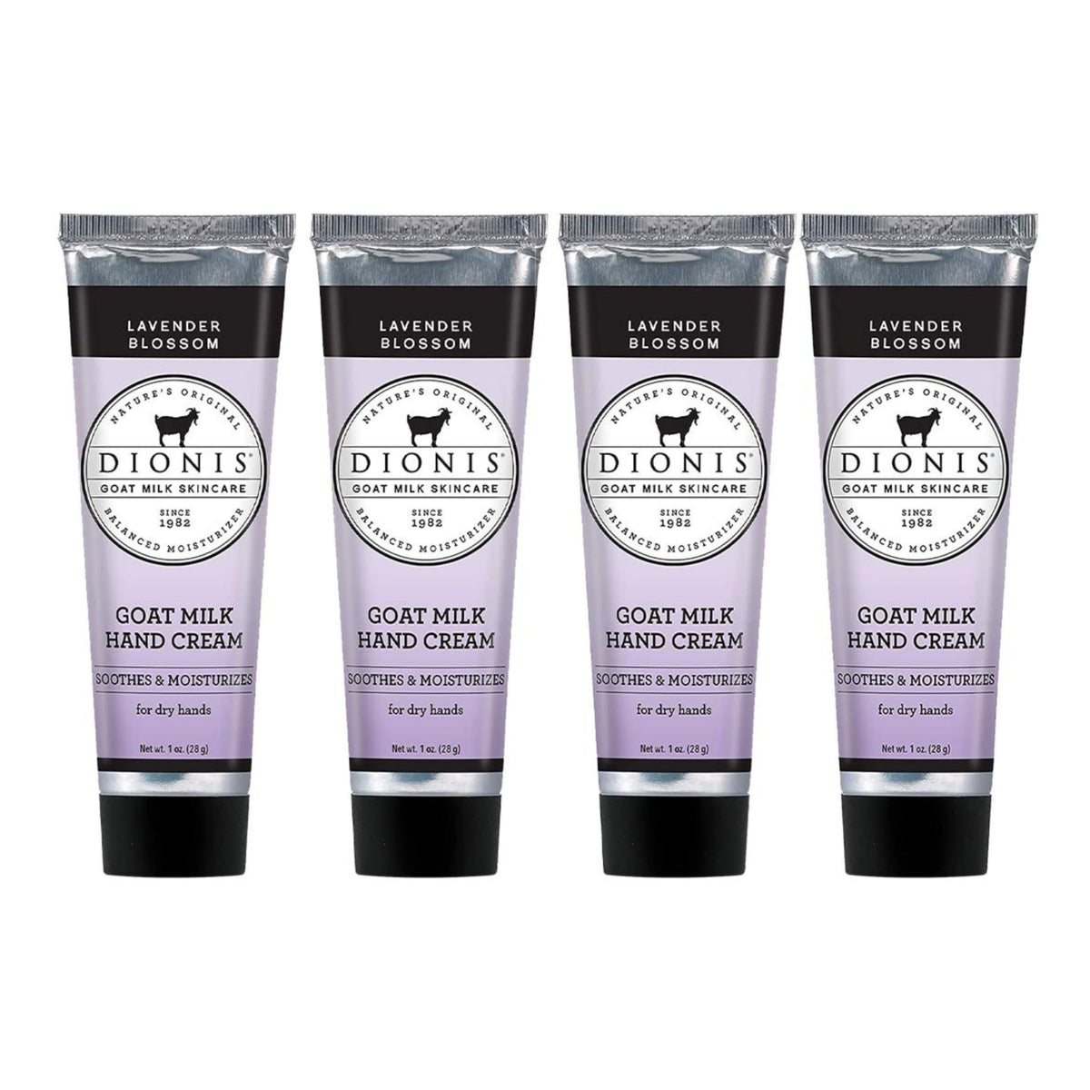 Dionis Goat Milk Hand Cream Lavender Blossom jar shows creamy texture for daily moisture