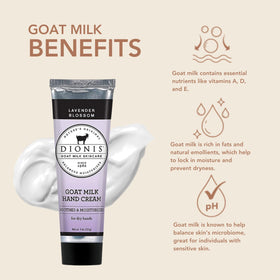 Dionis Goat Milk Hand Cream Lavender Blossom four-pack box highlights travel-friendly value