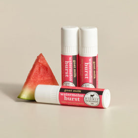 Close-up of Dionis goat milk lip balm showing rich hydration