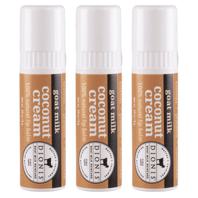 Dionis lip balm packaging shows triple-pack for on-the-go moisture.