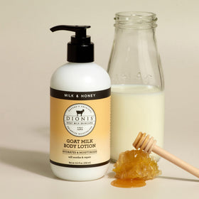 Close-up of Dionis lotion texture spreading evenly for silky skin.