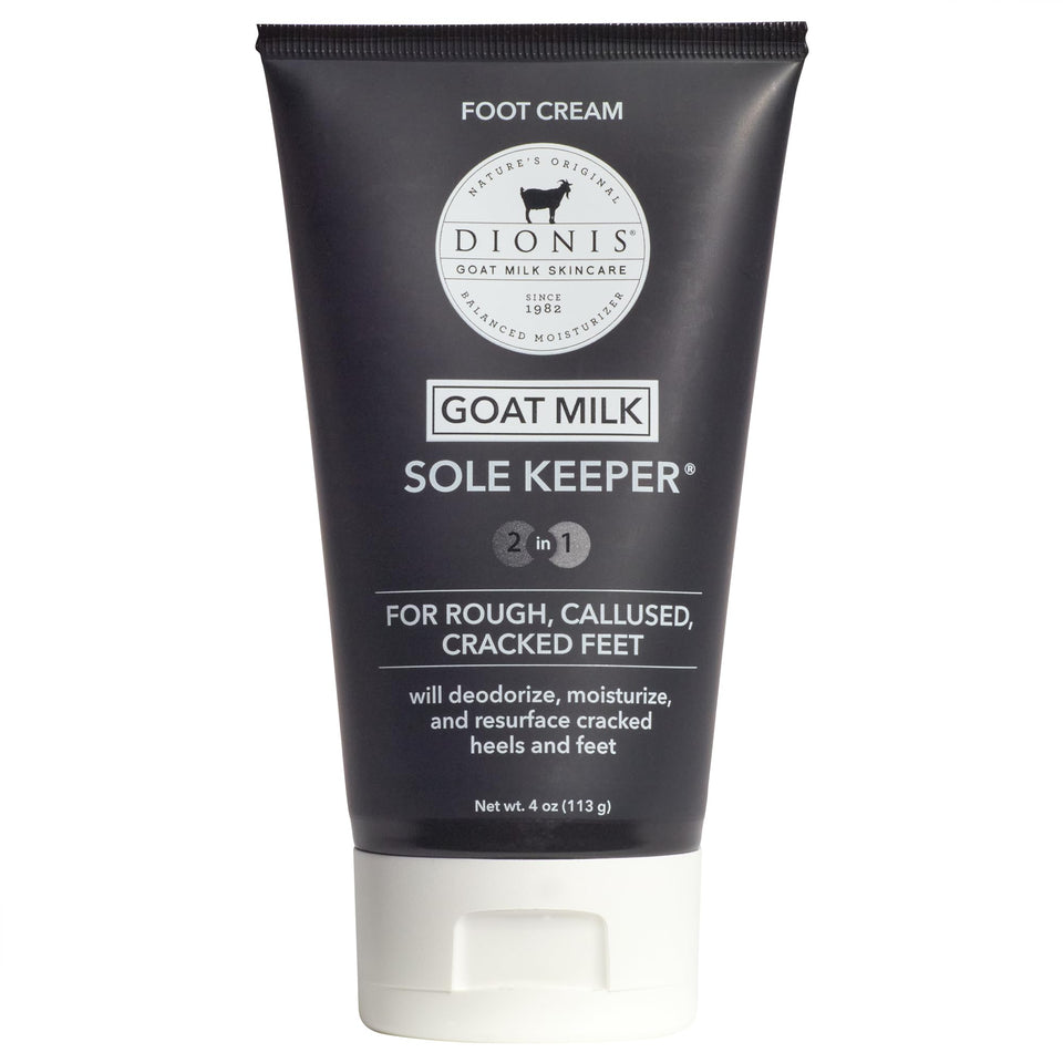 Dionis Goat Milk Sole Keeper Foot Cream bottle ready for hydration.