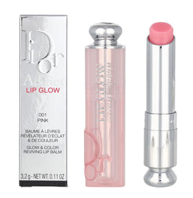 Dior Addict Lip Glow 001 Pink on lips with a soft, natural shine.