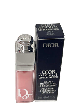 Dior Addict Lip Maximizer pink gloss swirl showing glossy pink shade.