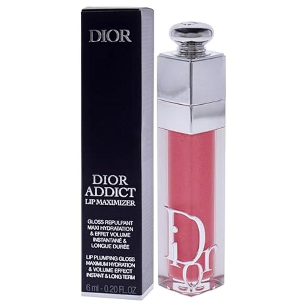 Dior Addict Lip Maximizer Rosewood 012 gloss on lips delivering plump, hydrated shine with minty freshness.