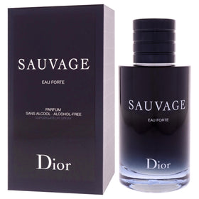 Dior Christian Sauvage Eau Forte Parfum display on a vanity
