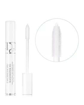 Dior Diorshow Maximizer 3D Lash Primer-Serum brush close-up illustrating smooth, airy coating on lashes.