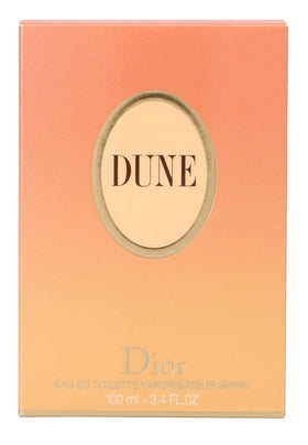 Dior Dune EDT packaging and 3.4 oz bottle on shelf for easy gifting.