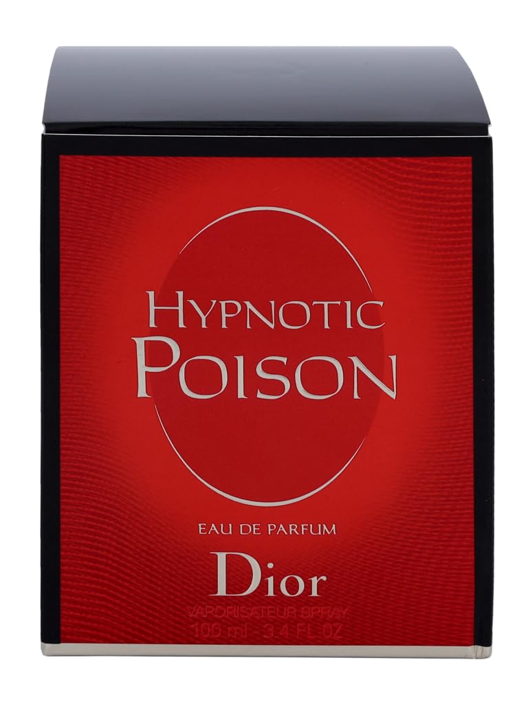 Dior Hypnotic Poison bottle side view highlights elegant silhouette and vanilla-tonka base.
