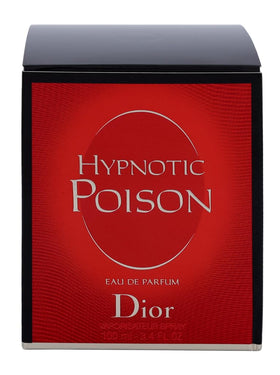 Dior Hypnotic Poison bottle side view highlights elegant silhouette and vanilla-tonka base.