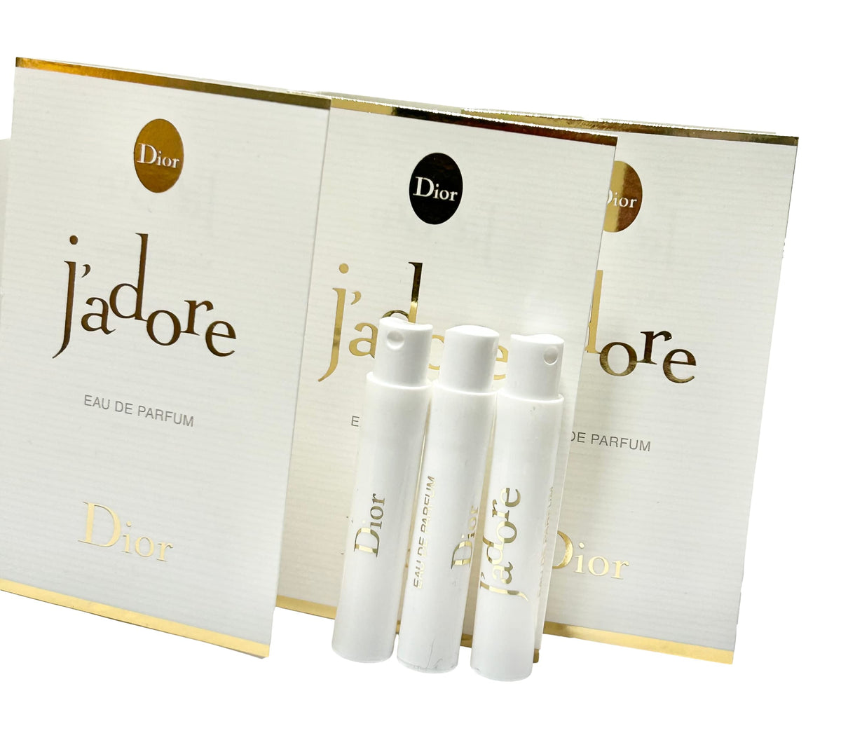 Dior J adore sample set with three 1.2 ml vials for on-the-go testing