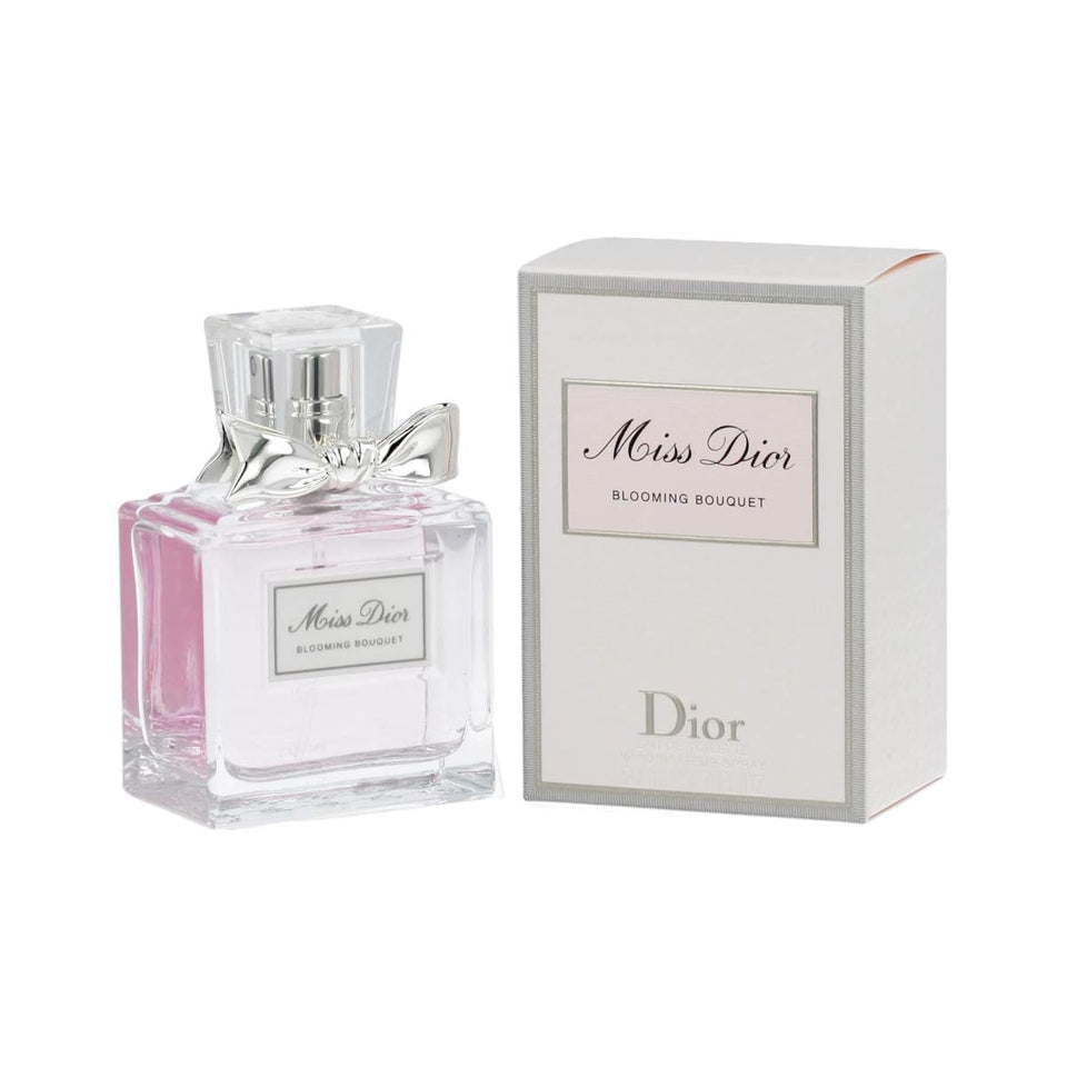 Miss Dior Blooming Bouquet bottle front shows elegant floral design for everyday elegance.