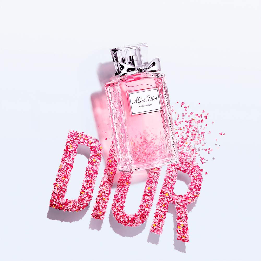Miss Dior Rose N Roses bottle in soft pink tones for spring fragrance.