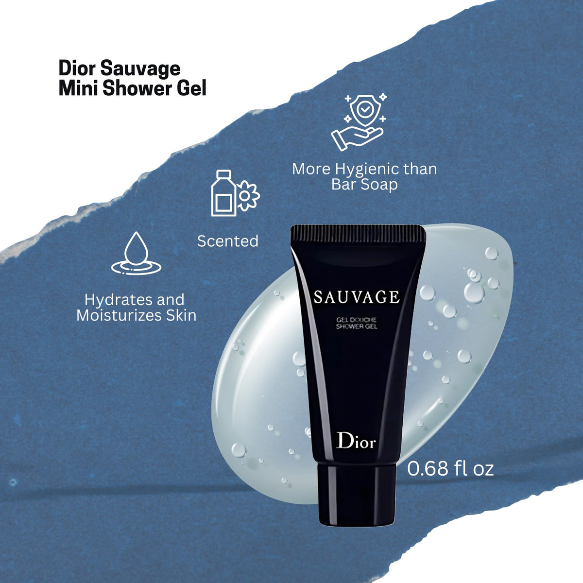 Dior Sauvage travel size packaging, perfect for trips and gym cases.