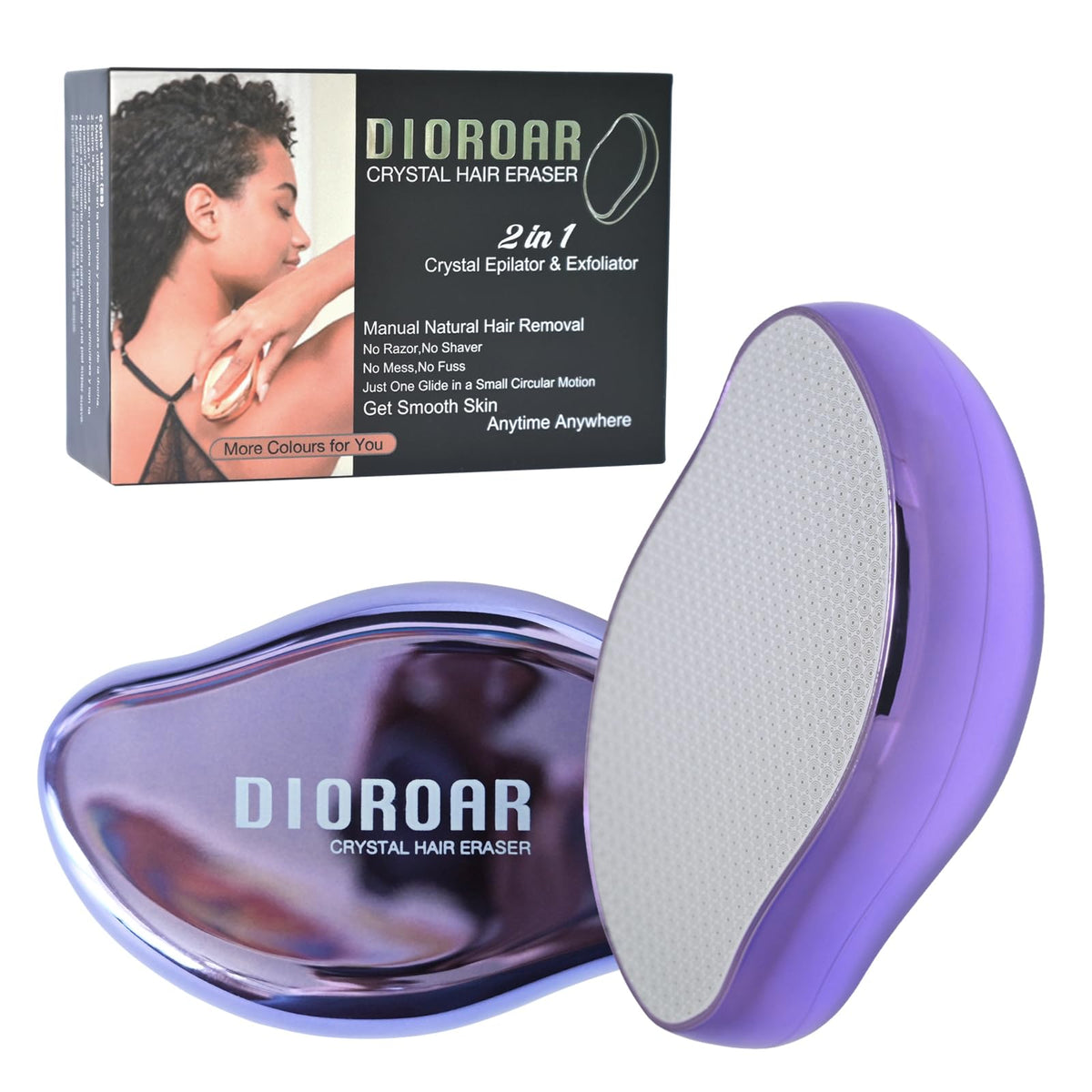 DIOROAR Crystal Hair Eraser close-up showing nano glass surface for painless removal