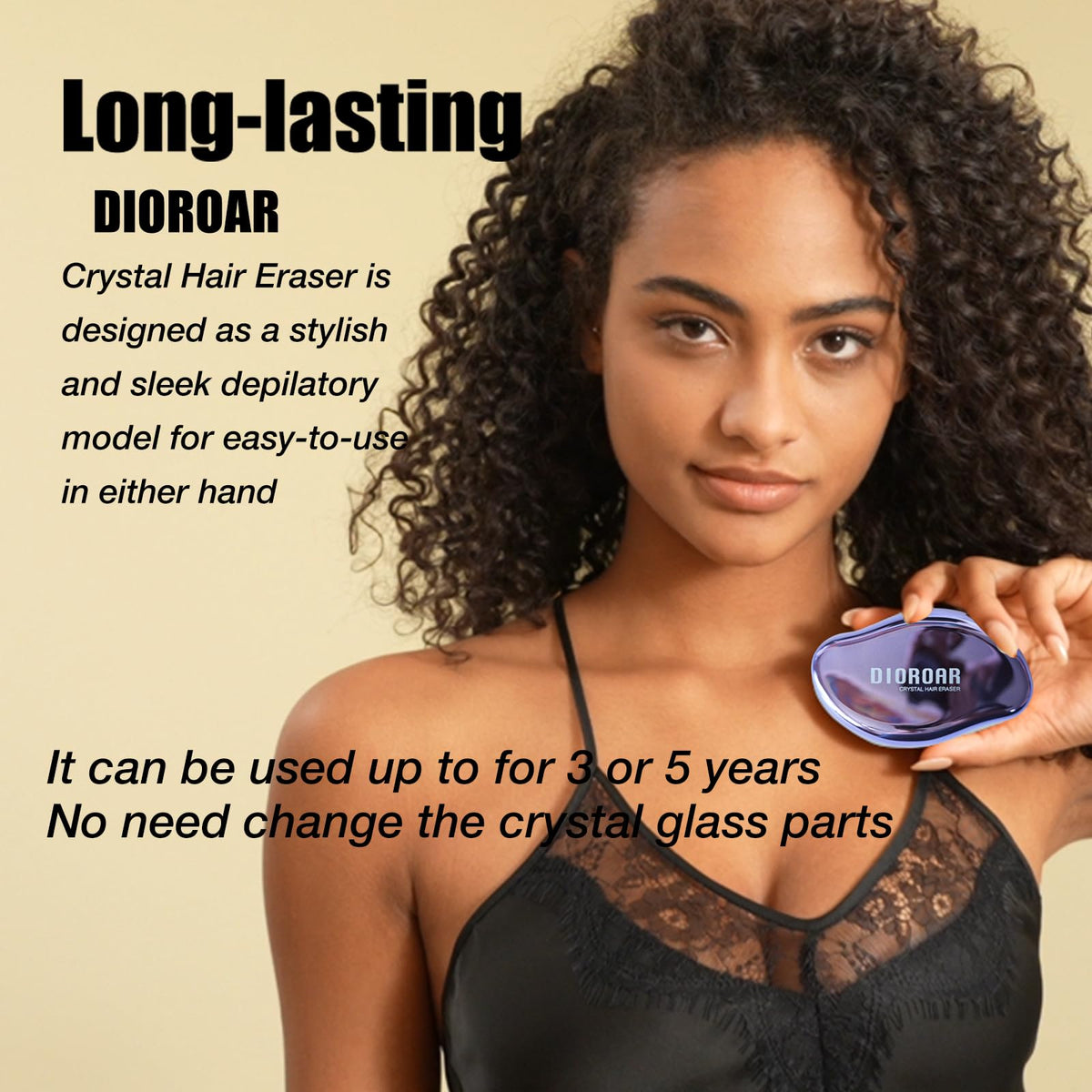 DIOROAR Crystal Hair Eraser used on smooth skin after use