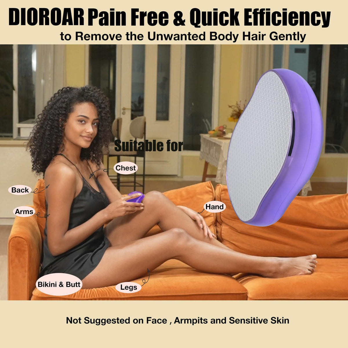 DIOROAR Crystal Hair Eraser travel-ready setup with passport