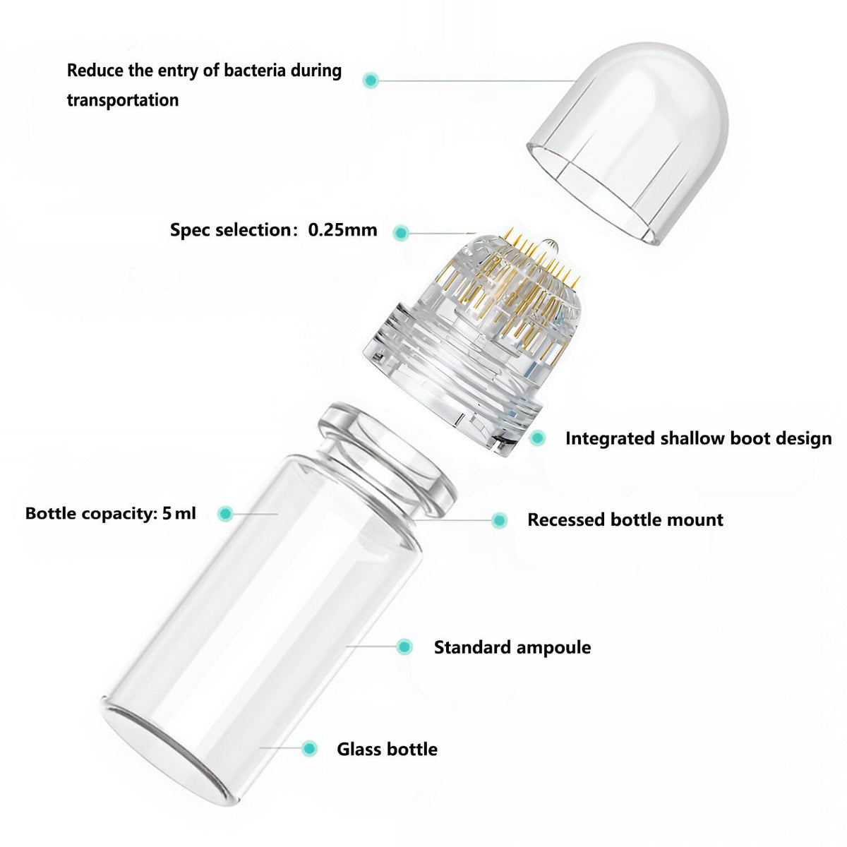 Diougens Lee Hydra Needle applicator with 5ml glass bottle demonstrates portable skincare tool for on-the-go routines