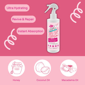Dippity Do Girls With Curls detangler applied to hair for smoother combing.