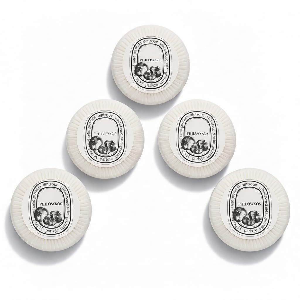 Diptyque Philosykos round soaps five-pack ideal for upscale guest bathrooms