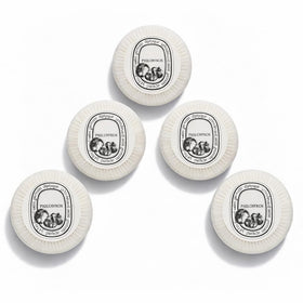 Diptyque Philosykos round soaps five-pack ideal for upscale guest bathrooms