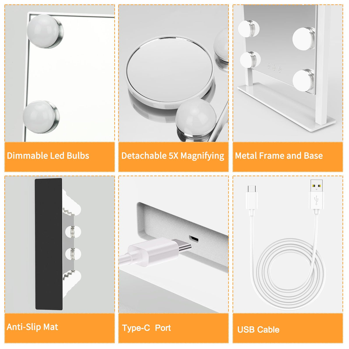 Nine LED bulbs provide bright, even illumination with long lifespan.