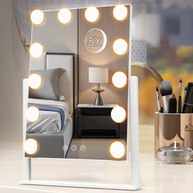 Dirket vanity mirror with lights showing twelve bulbs for precise makeup application