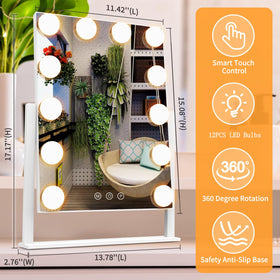 Dirket vanity mirror featuring smart touch control for quick brightness adjustments