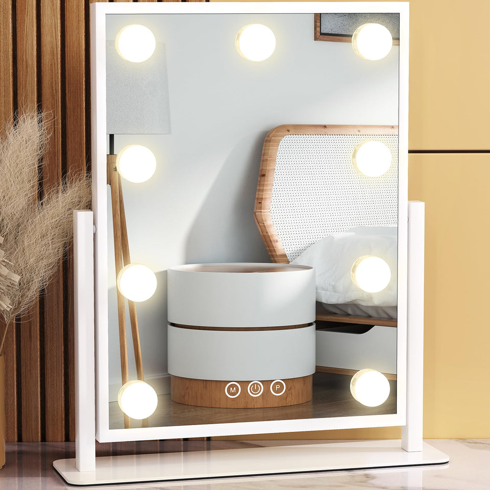 Dirket vanity mirror with lights — round frame with soft glow for precise makeup application.