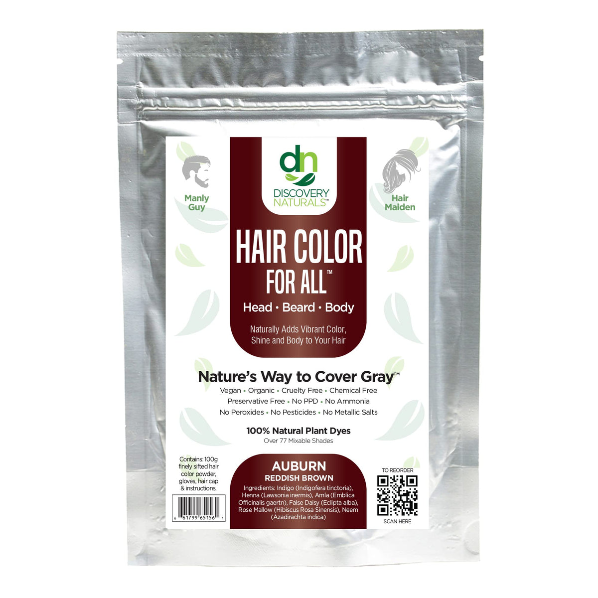 Discovery Naturals Brown Henna Kit box for at‑home dyeing with long-lasting color