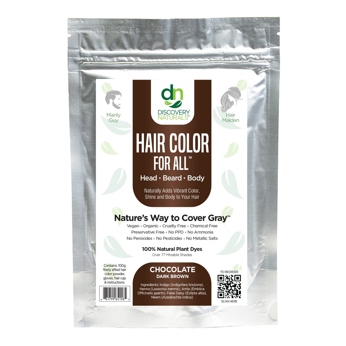Discovery Naturals Brown Henna Kit packaging for easy at-home color