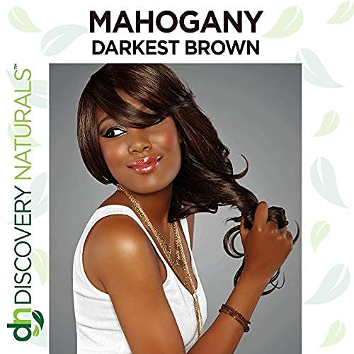 Discovery Naturals brown henna powder tin highlights natural dye