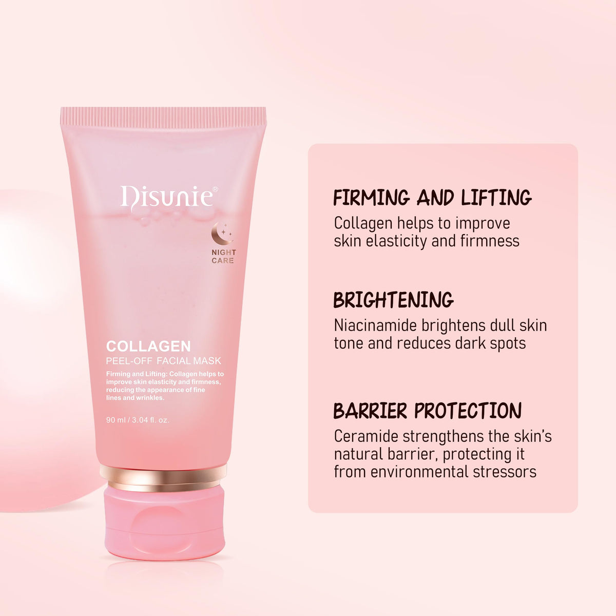Disunie Collagen peel-off film close-up, gentle removal with no residue.