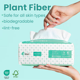 Ditoi disposable face towels dual-texture with smooth side for gentle cleansing.