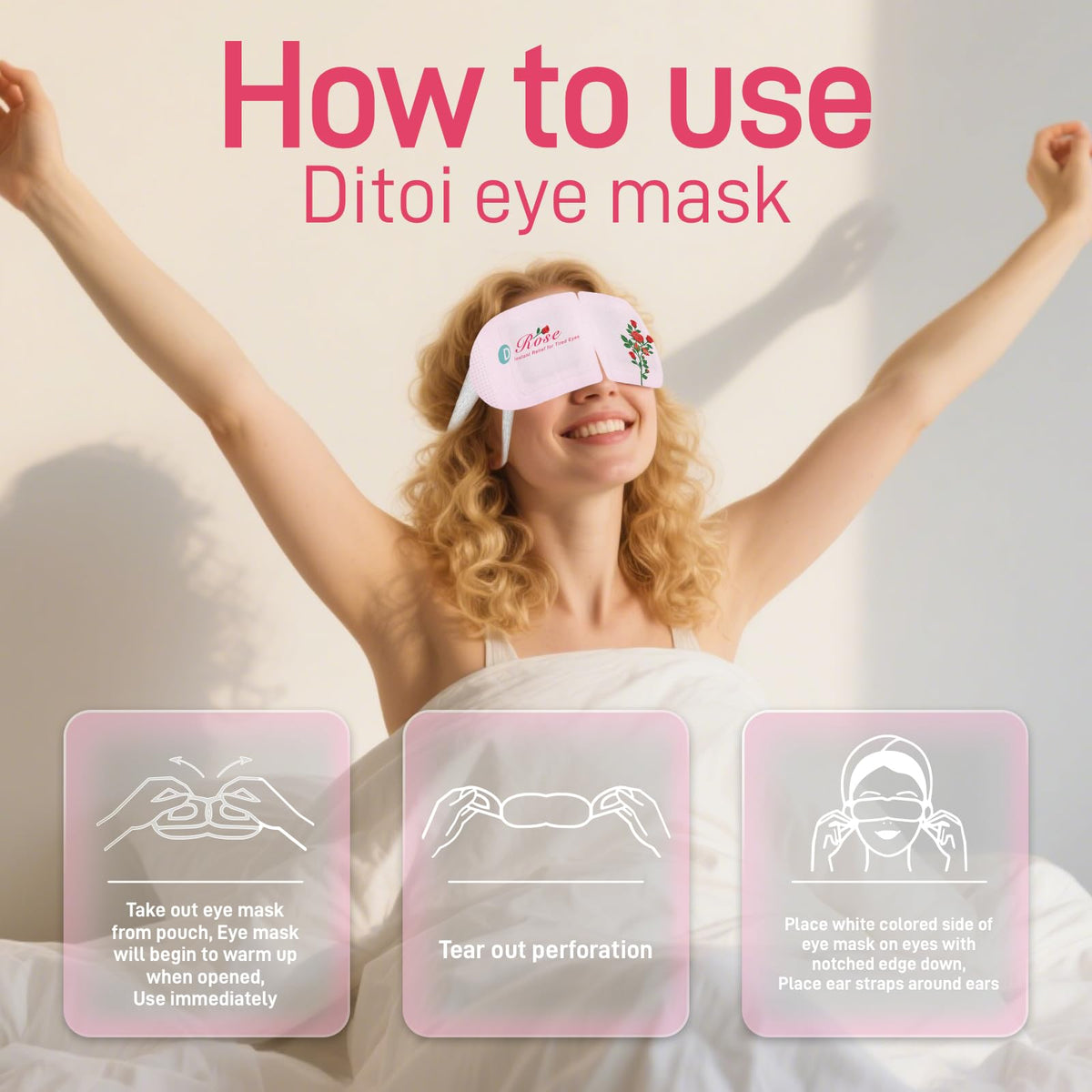 Ditoi Steam Eye Mask Rose individually packaged ensures hygiene on the go.